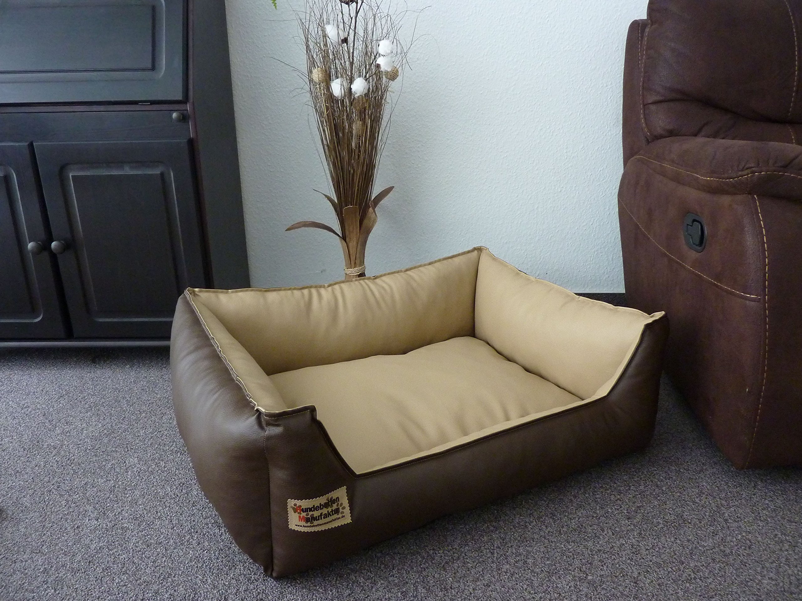 Hundebettenmanufaktur Similpelle Dog Bed/Sofa Artificial Leather 120 x 100 cm Brown/Beige โ image 1