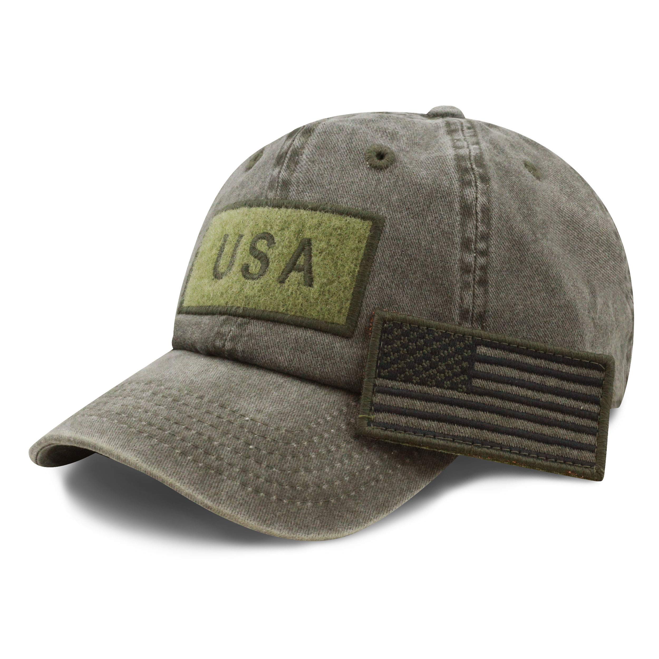 The Hat DepotThe Hat Depot Cotton & Pigment Low Profile Tactical Operator USA Flag Patch Military Army Cap