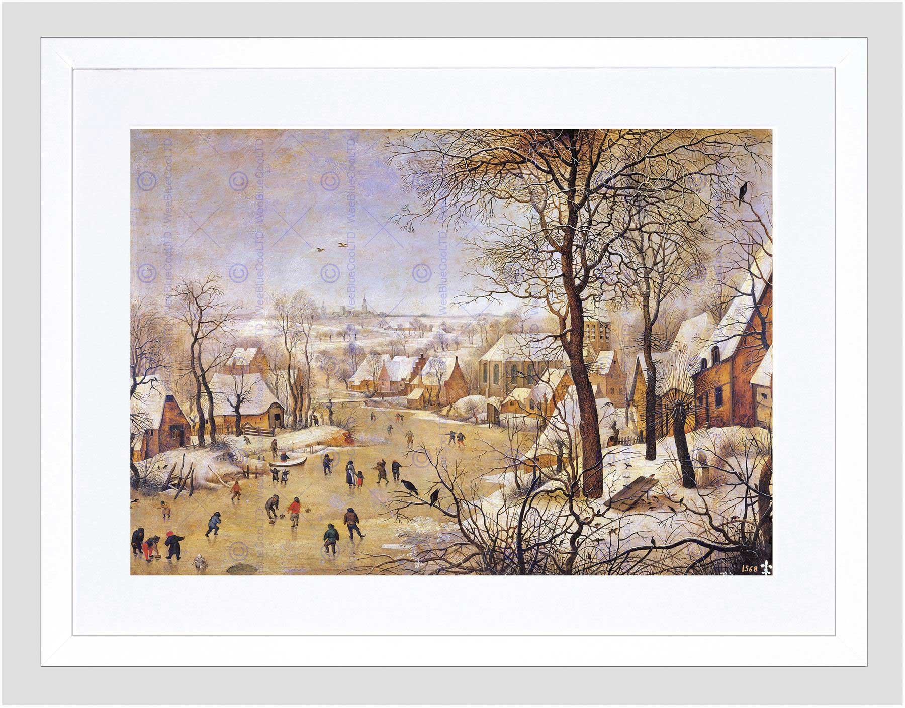 Wee Blue Coo Painting Landscape Brueghel Winter Bird Trap Framed Wall Art Print