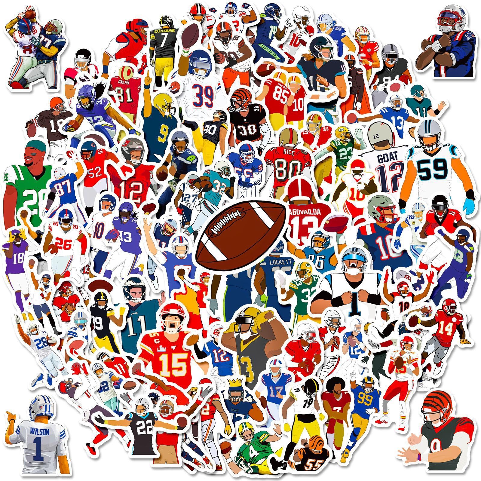 100PCS American Football Stickers - Super Bowl Sunday, Rugby, Laptop, Water Bottles, Books, Skateboards, Luggage