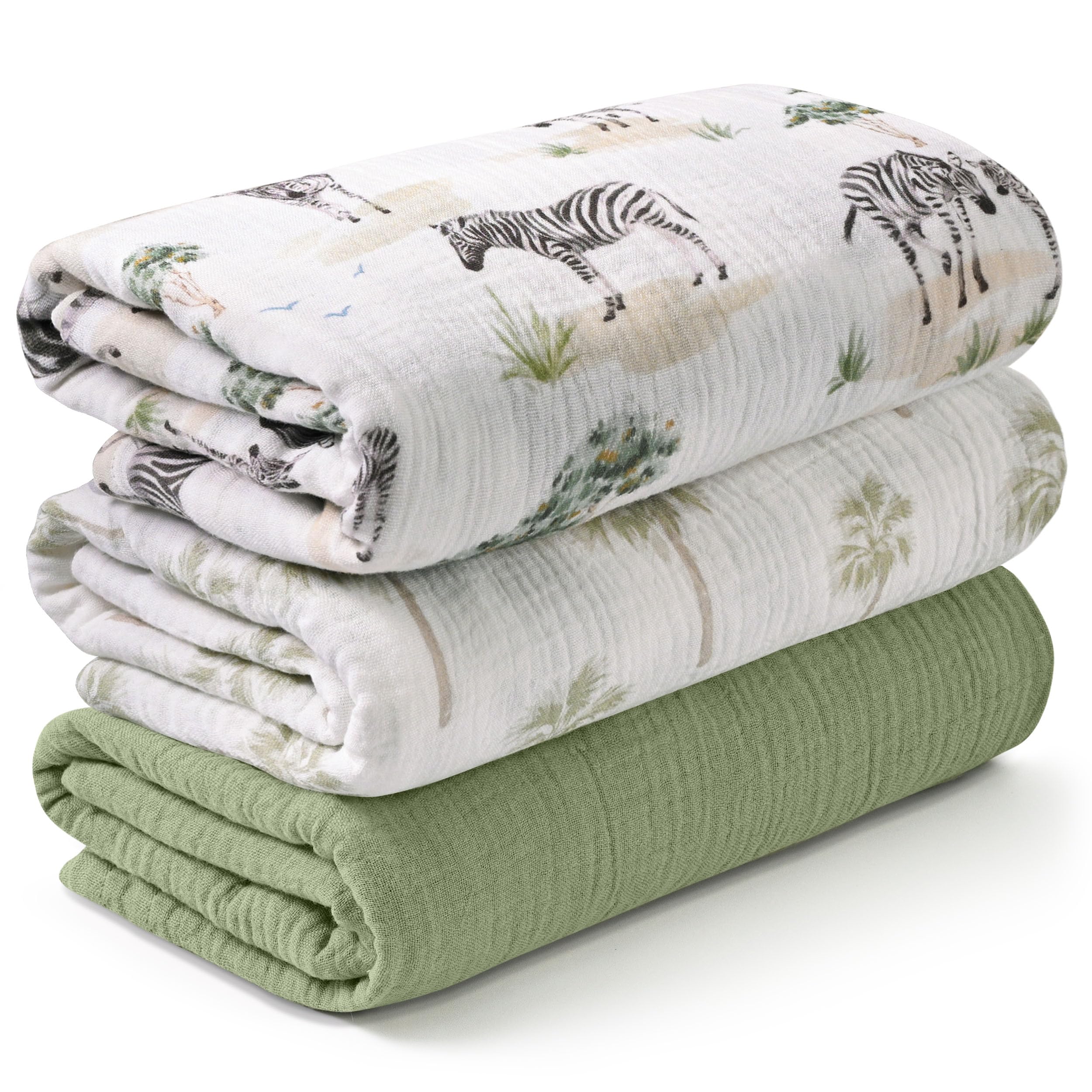 Muslin Swaddle Blankets for Newborn, 3 Pack Breathable Soft Receiving Blanket, Large 38 x 40 inches Swaddle Wrap Burping Clothes, Essentials Infant Shower Items, Toddler Gift (Lovely Zebra) Lovely Zebra 3 PACK