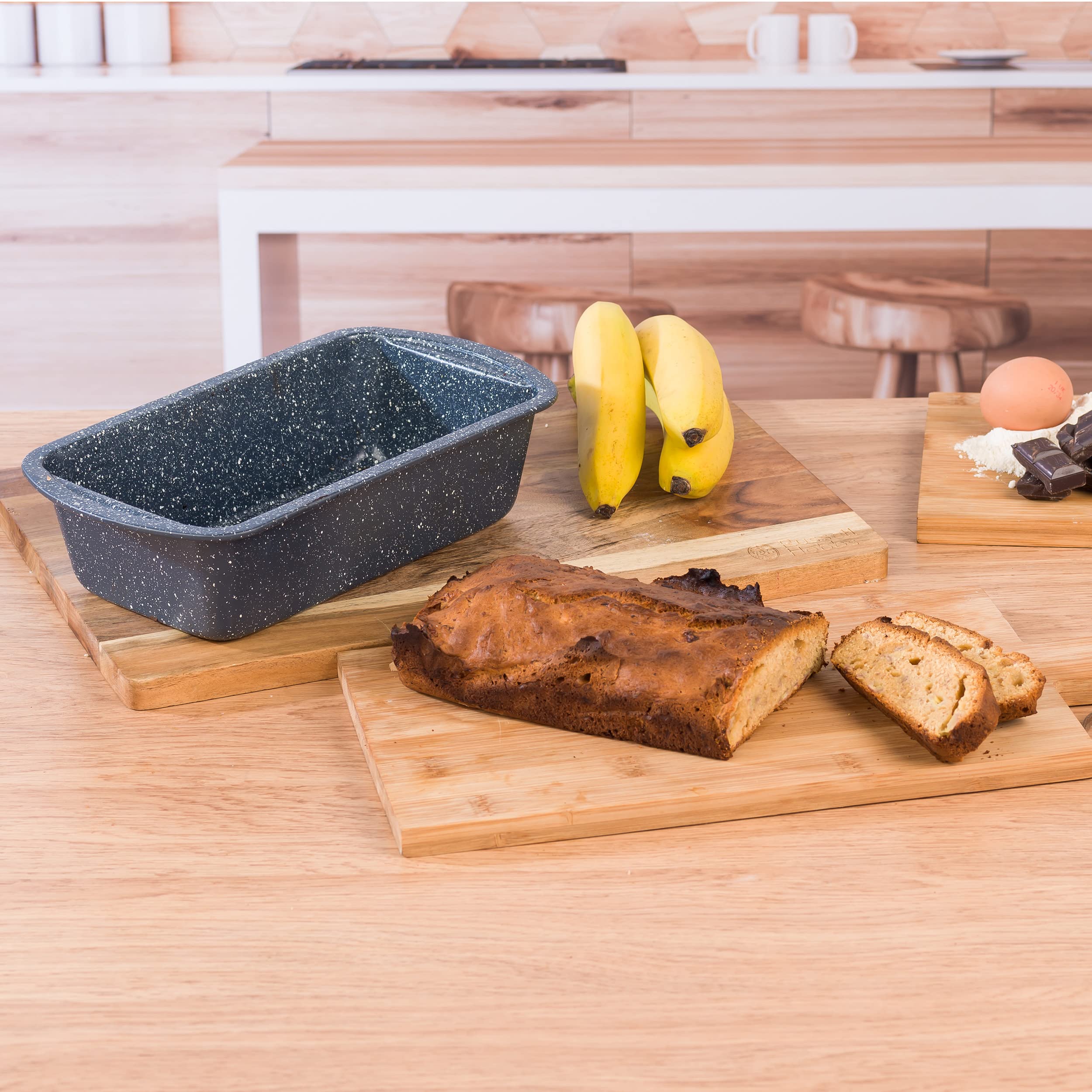 Russell Hobbs COMBO-8233A Backset mit Kastenform, quadratisches Backblech & Springform Kuchenform Antihaft-Karbonstahl, leicht zu reinigen, für Schwamm/Käsekuchen, Nightfall Stone, blauer Marmor
