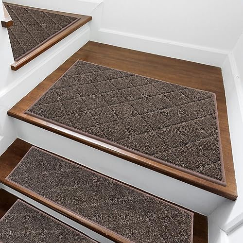 Miniatura 3 de COSY HOMEER Alfombra antideslizante para escaleras, para interiores y escalones de madera, alfombras antideslizantes para niños y perros, 100 %