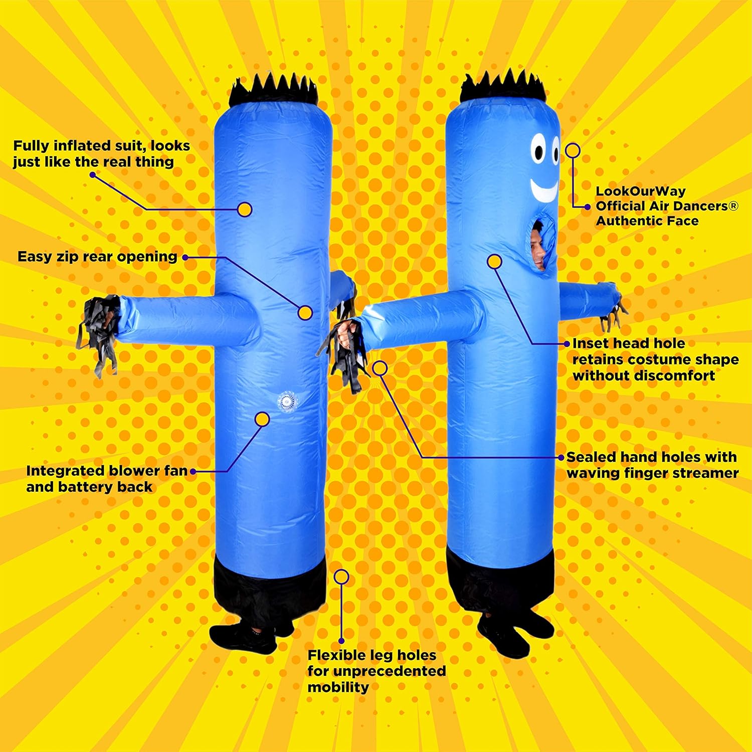 LookOurWay Air Dancers Inflatable Tube Man Costume, Blue, Adult : Clothing, Shoes & Jewelry