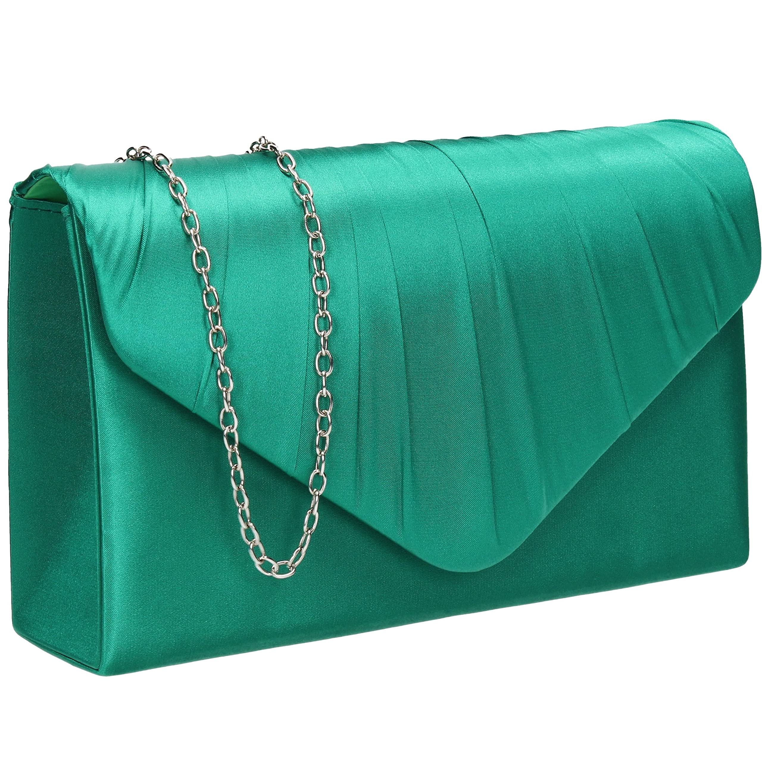 SwankySwans Chantel Womens Satin Party Prom Wedding Evening Clutch Bag Purse Green