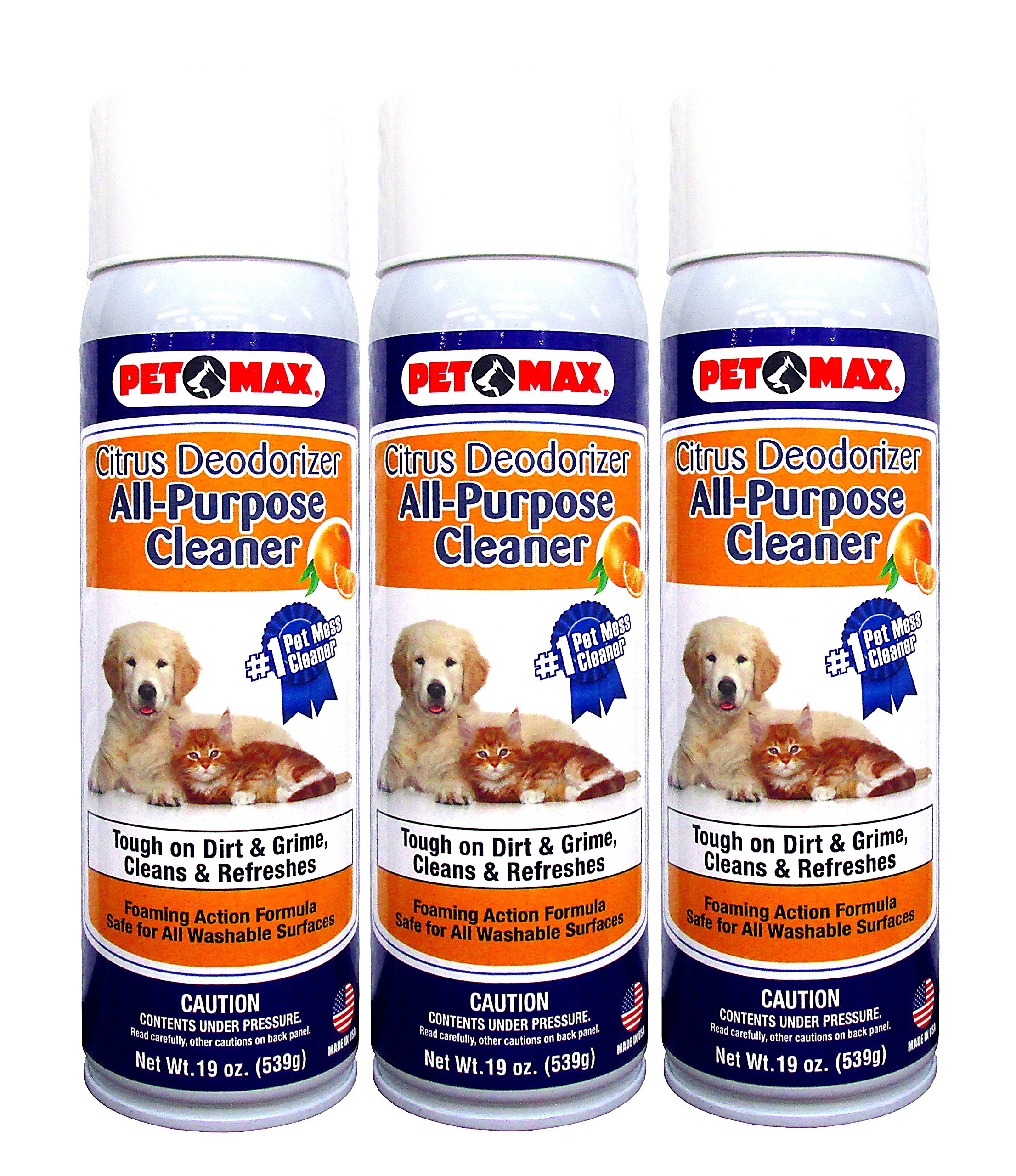 Pet Max Citrus Deodorizer All-Purpose Pet Mess Cleaner (Three 19oz Units)