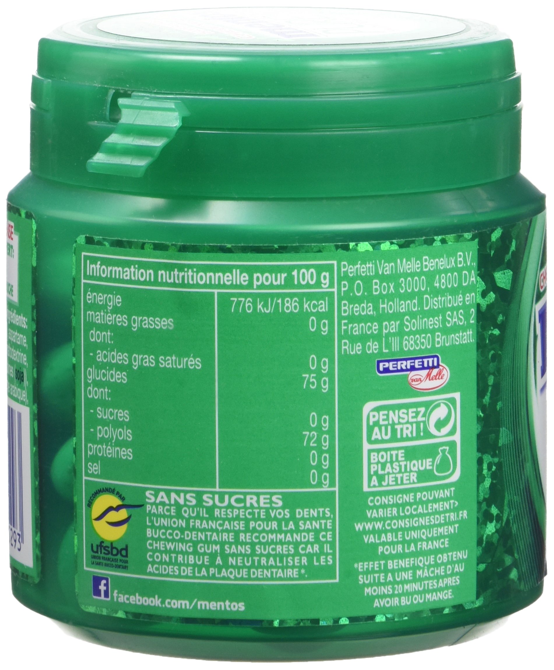Mentos Pure Fresh Chewing Gum sans Sucres 50 Dragées 100 g - Lot de 6