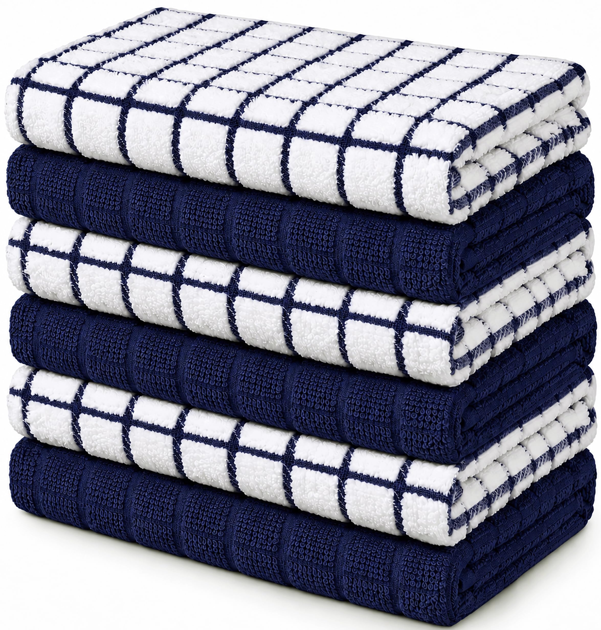 Bumble Kitchen Towels (6-Pack), 16"x28", 100% Cotton Dish Towels - Navy