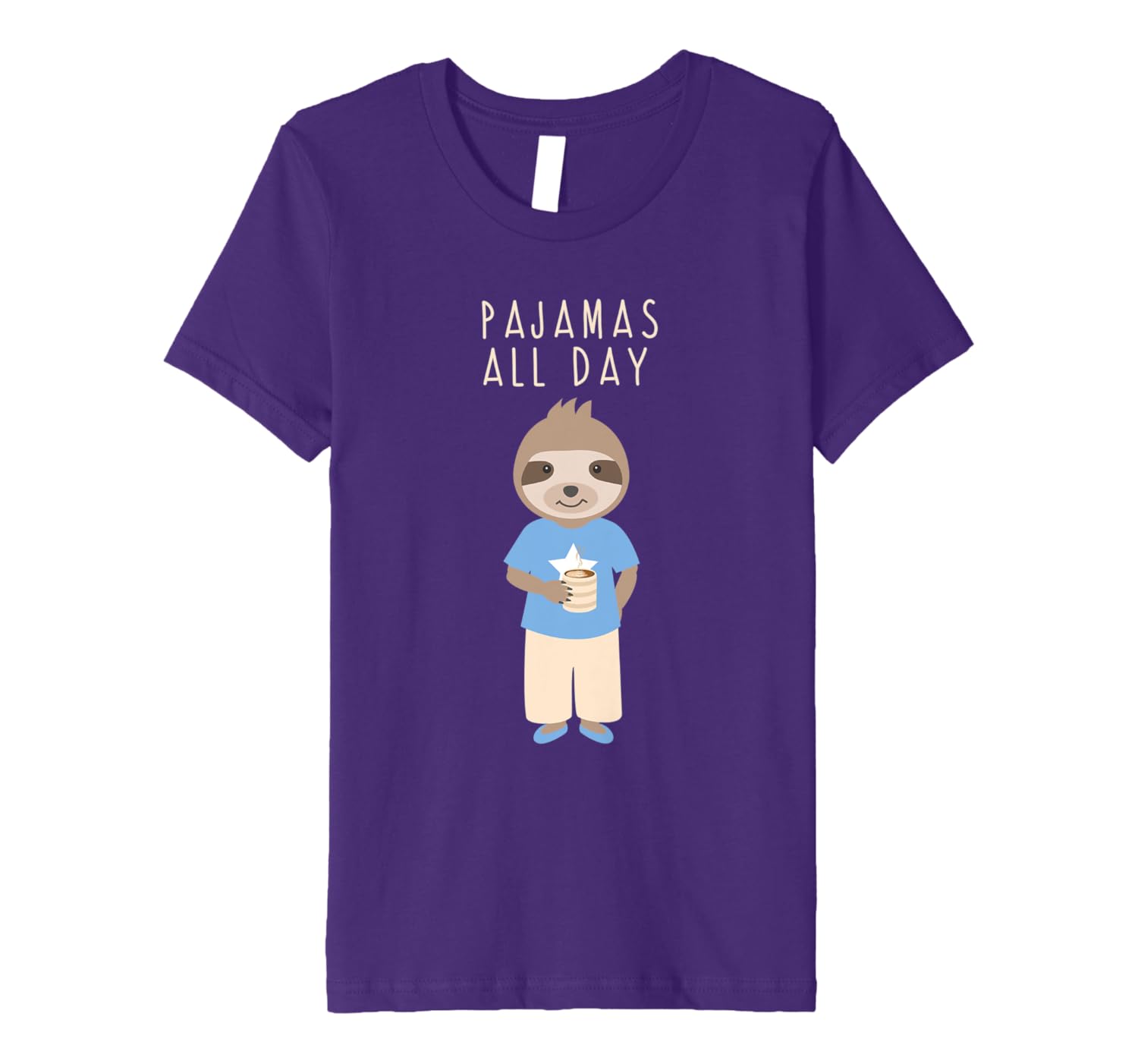 Amazon Com Pajamas All Day Gift Funny Sloth Cartoon Coffee Outfit Tee Premium T Shirt Clothing