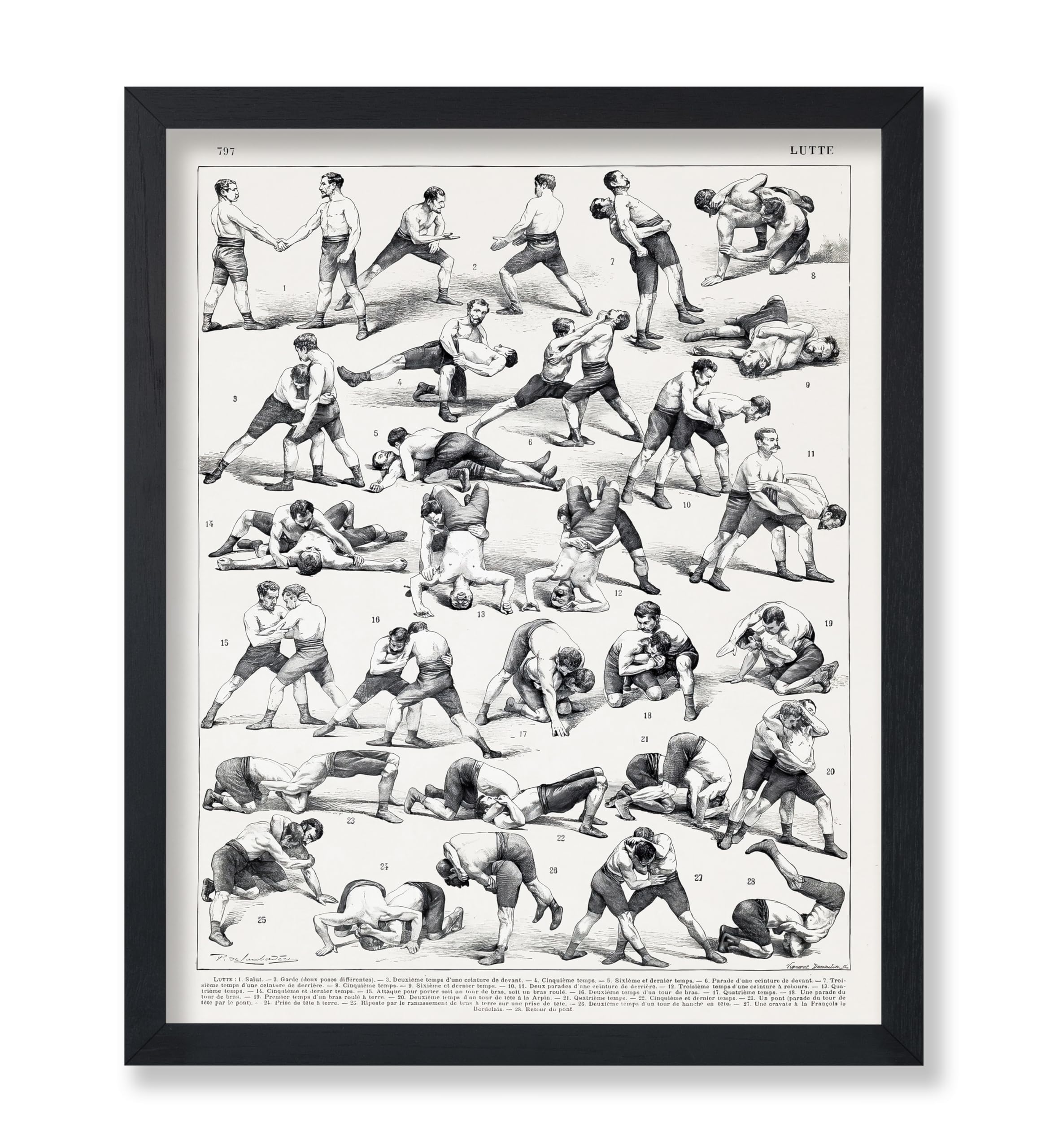 Poster Master Wrestling Poster - Vintage Wrestling Techniques Print - Unique Wall Decor Gift for Home, Living Room, Kitchen, Office, Bedroom, Bathroom