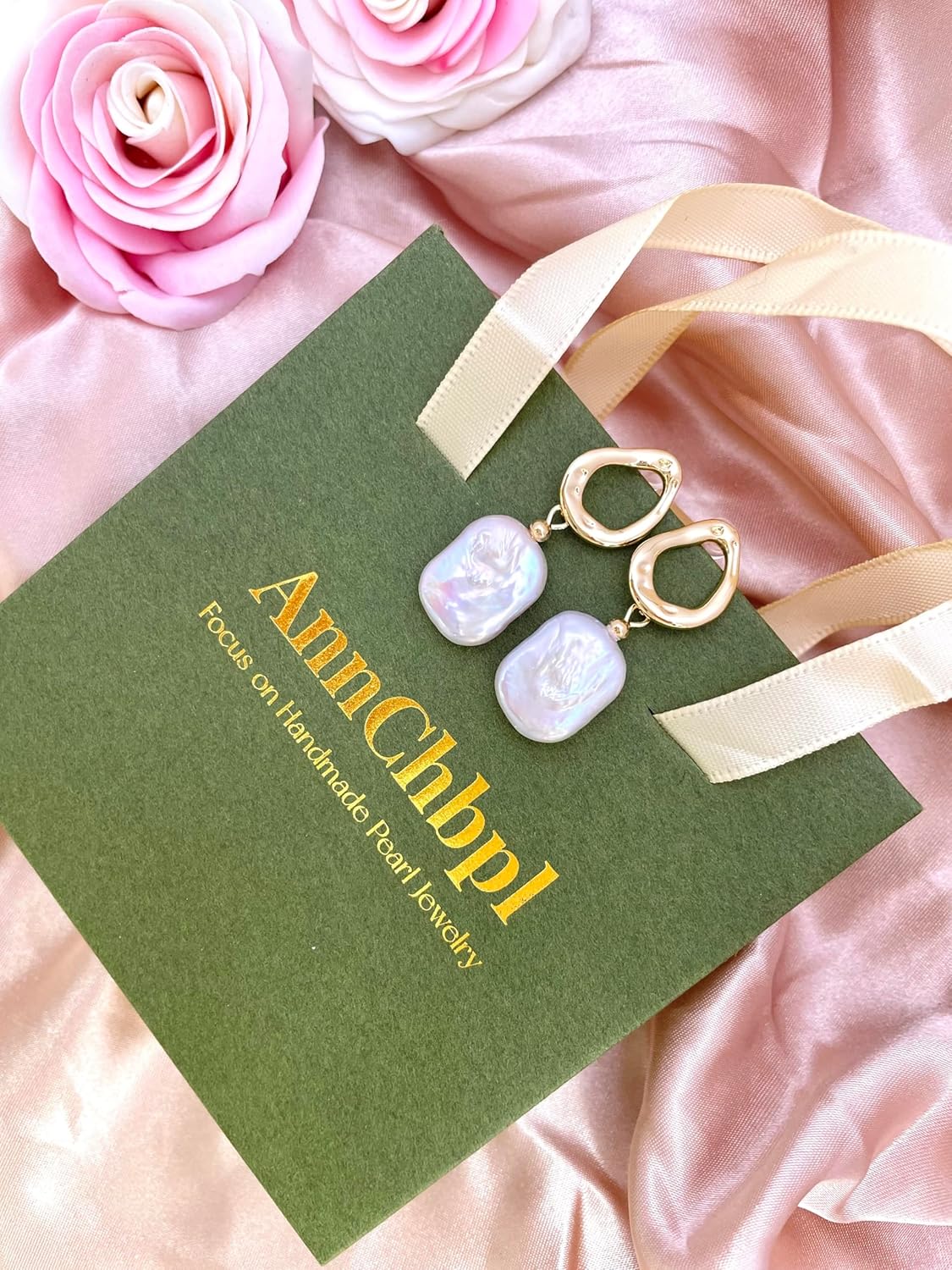Baroque Pearl Earrings for Women - 14K Gold Plated Lightweight Cultured Freshwater Drop Dangles for Beach Weddings Birthday Gift, Daily Elegance & Sensitive Ears