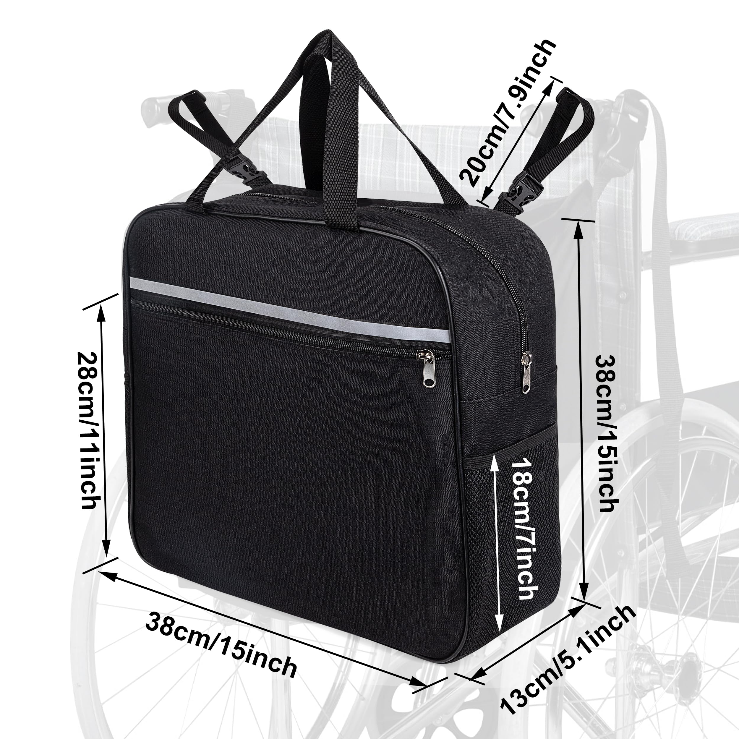 Bolsa para Silla de Ruedas Gran Capacidad Mochila para Silla de Ruedas Oxford Impermeable Bolsa de Almacenamiento para Silla de Ruedas Mochila Silla de Ruedas