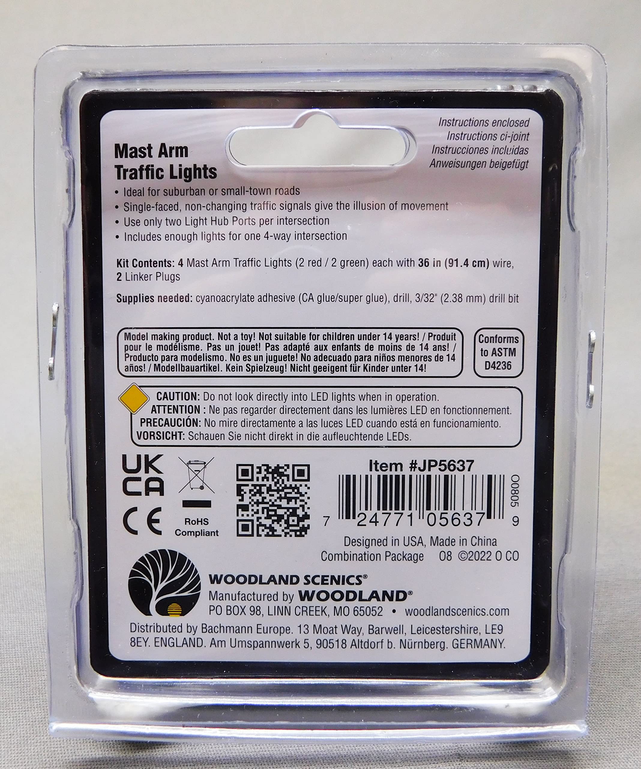 Woodland SCENICS MAST BRACCIO semaforo 4 Pack N Scale