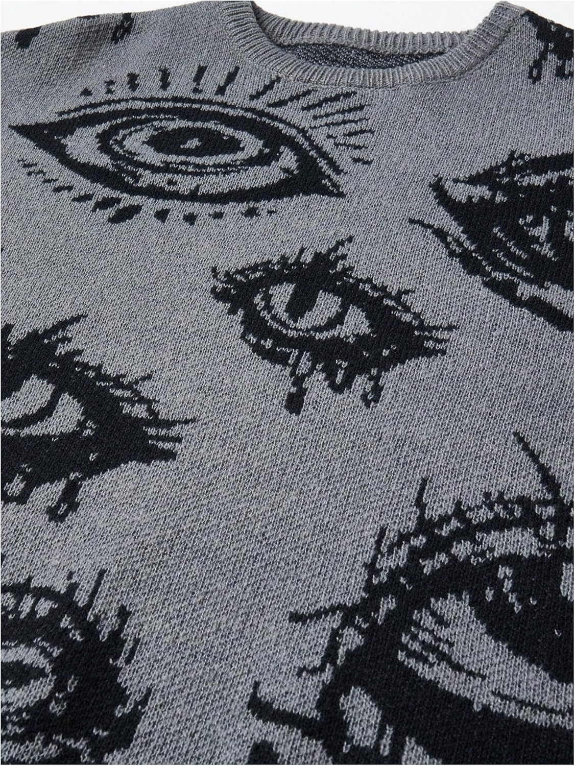 Men's Fall Goth Grunge Sweater Y2K Oversized Punk Sweater Halloween Graphic Long Sleeve Knit Pullover Streetwear - Image 4