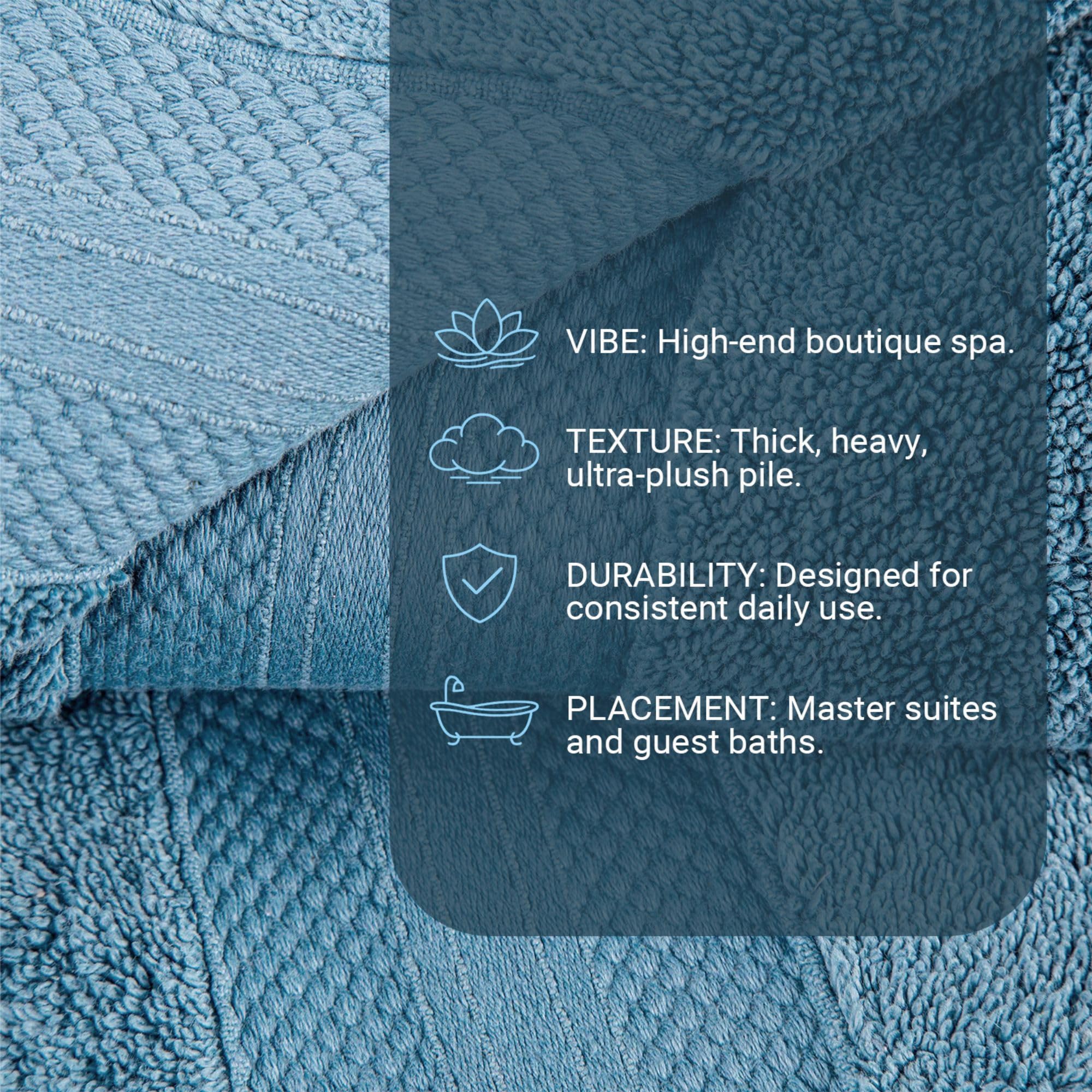 Superior Set di 4 asciugamani da bagno in cotone turco, per doccia, bagno per ospiti, casa, bagno essenziale, ad asciugatura rapida, spessi, morbidi, spessi, pesanti, per spa, hotel, resort