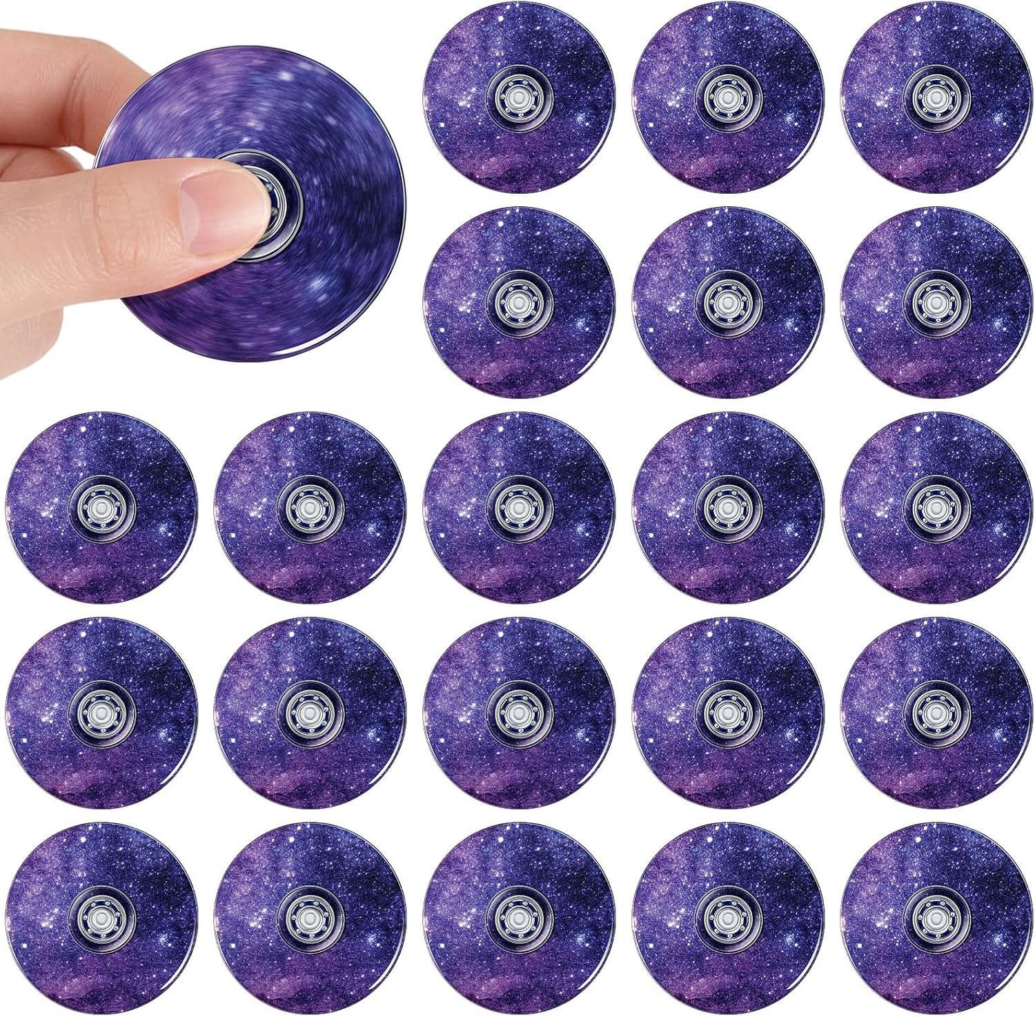 Hungdao 24 Pack Galaxy Fidget Spinners Bulk, 1.97 Inches Mini Fidget Spinners, Galaxy Birthday Party Favors for Adult, Goodie Bags Stuffers, Rewards Carnival Prizes, Sensory Play