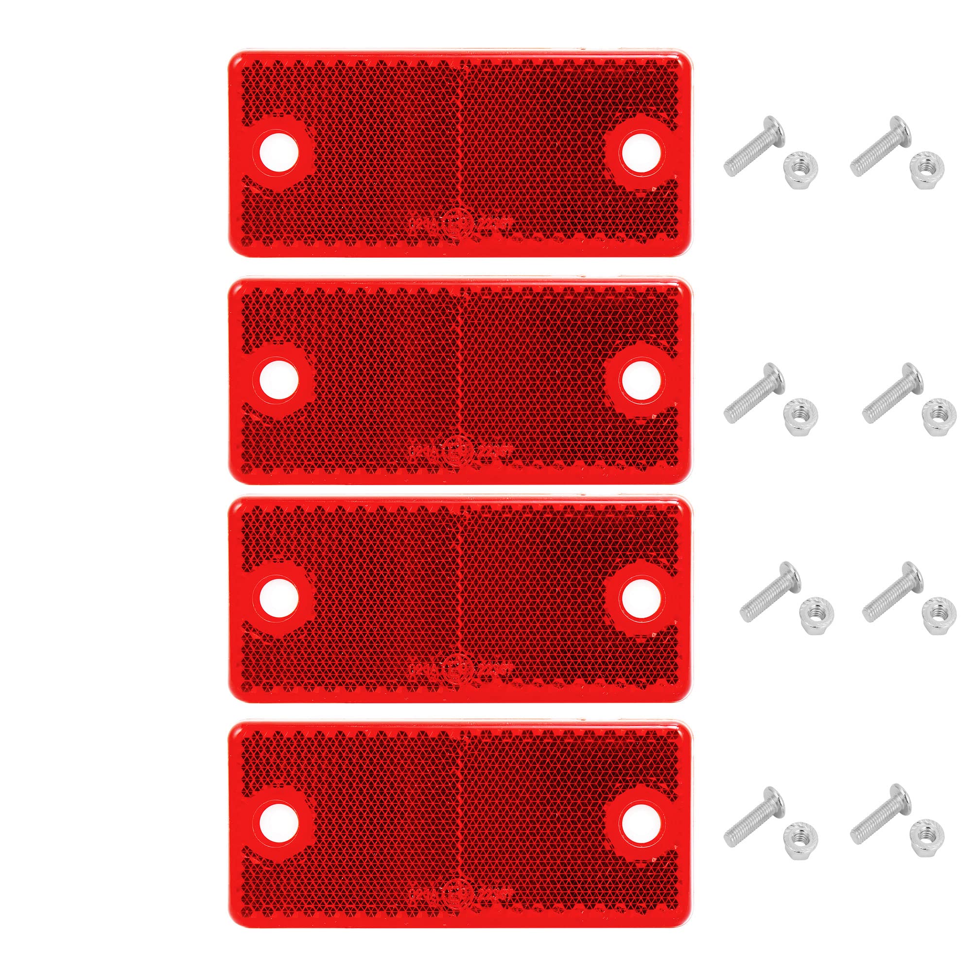 DARKGUARD Rechteckige Reflektoren Anschrauben,Rot Rear Eckige Reflektor Anschrauben Rückstrahler für Traktor Streuscheibe Anhänger Katzenauge,E9-Prüfzeichen 90x40x8mm (Rot- Eckige-Anschrauben-4Stück)