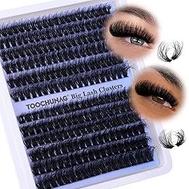 TOOCHUNAG Fluff Lash Clusters Thick Volume Individual Lashes 14-20mm Cluster Eyelash Extensions D Curly Long Eyelash Clusters for DIY Dramatic Lash Extension at Home
