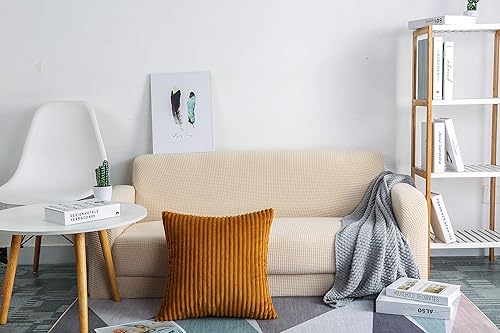 Miniatura 3 de TangDepot, Juego de 2 fundas de cojín decorativas de terciopelo suave a rayas grandes de pana, fundas de cojín cuadradas - (35.56 x 35.56 cm 2