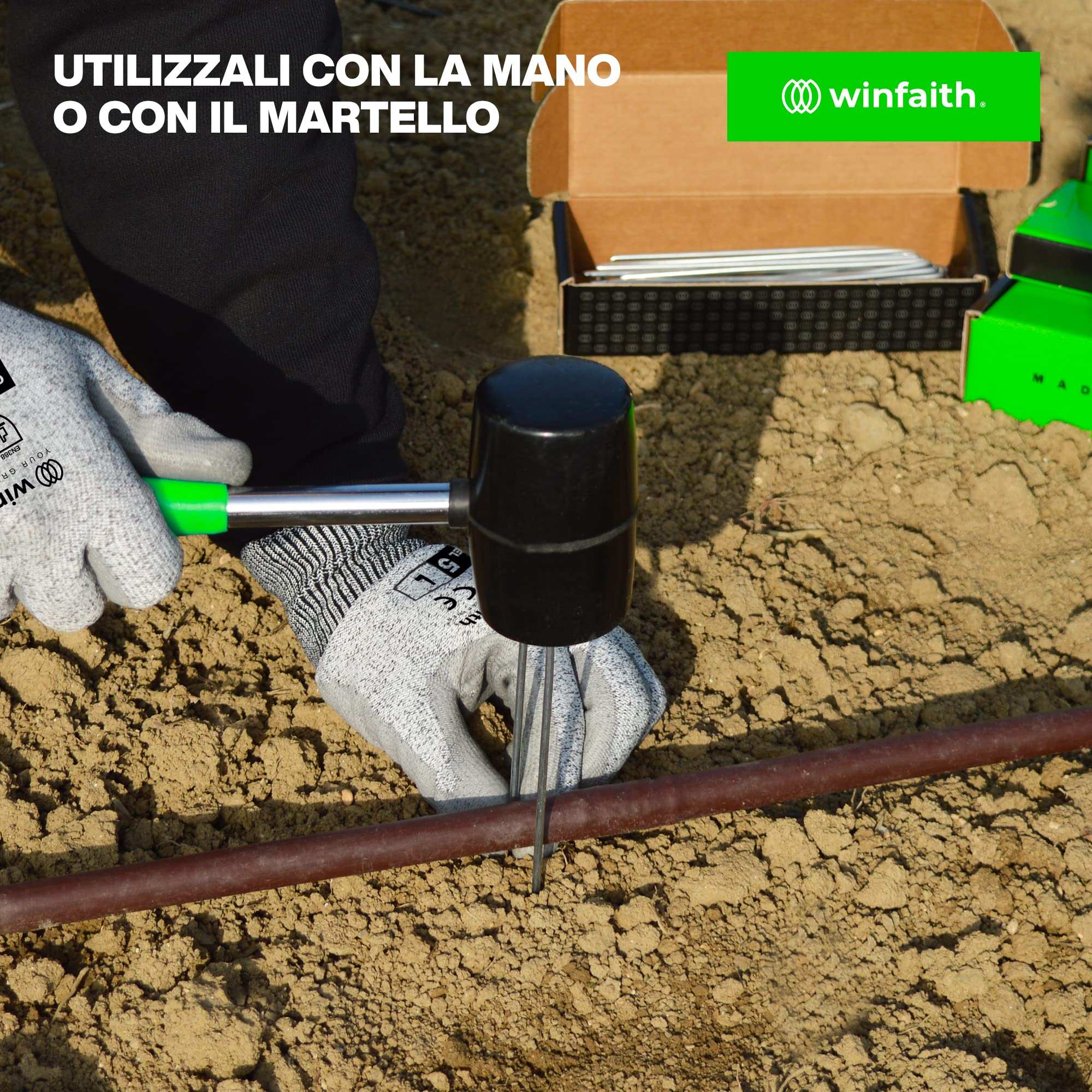 200 Picchetti Telo Pacciamatura Orto in Acciaio Zincato Antiruggine (H100xL23(INT)/17(EST) Ancoraggio per Tubi, Telo per Pacciamatura, Erba Sintetica, Prato Sintetico, Chiodi a U