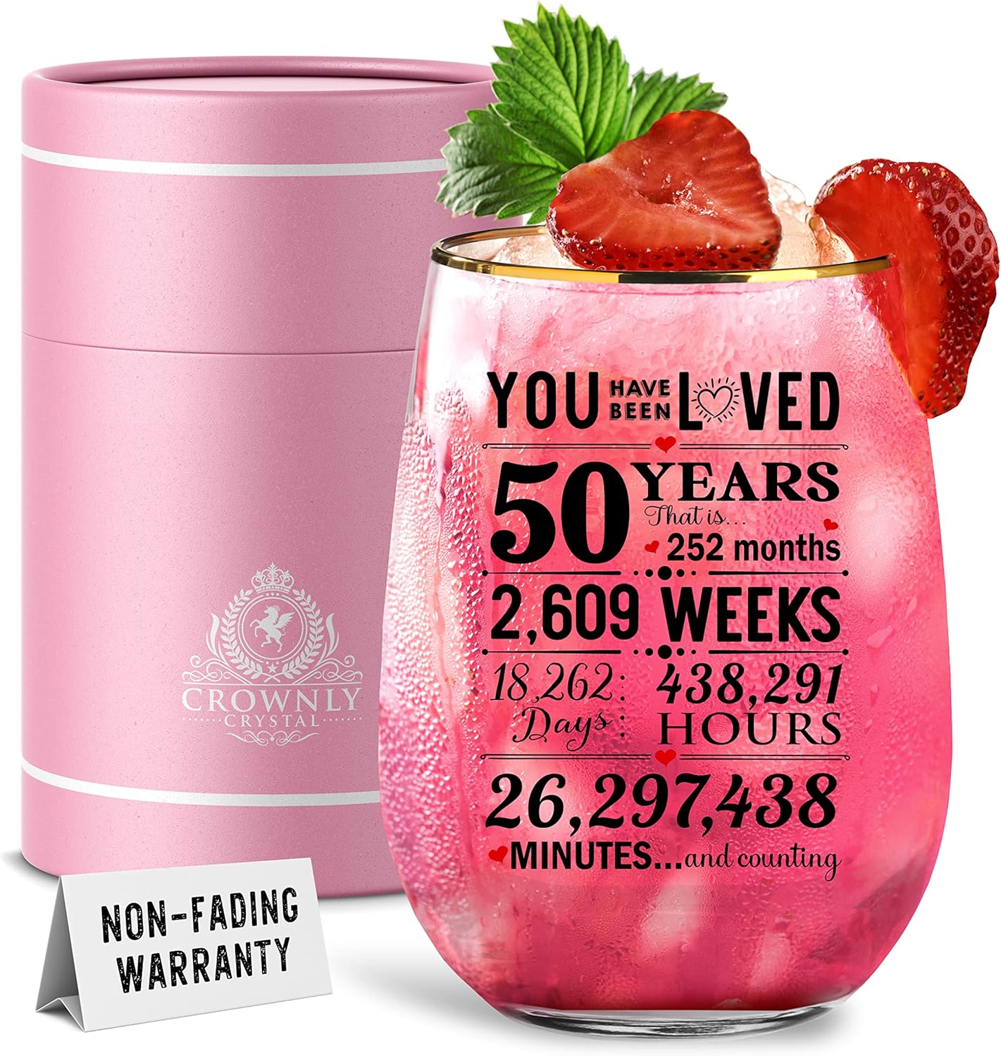 Kies®Gift 50th Birthday Gifts Women Personalised Glass 50 Year Old