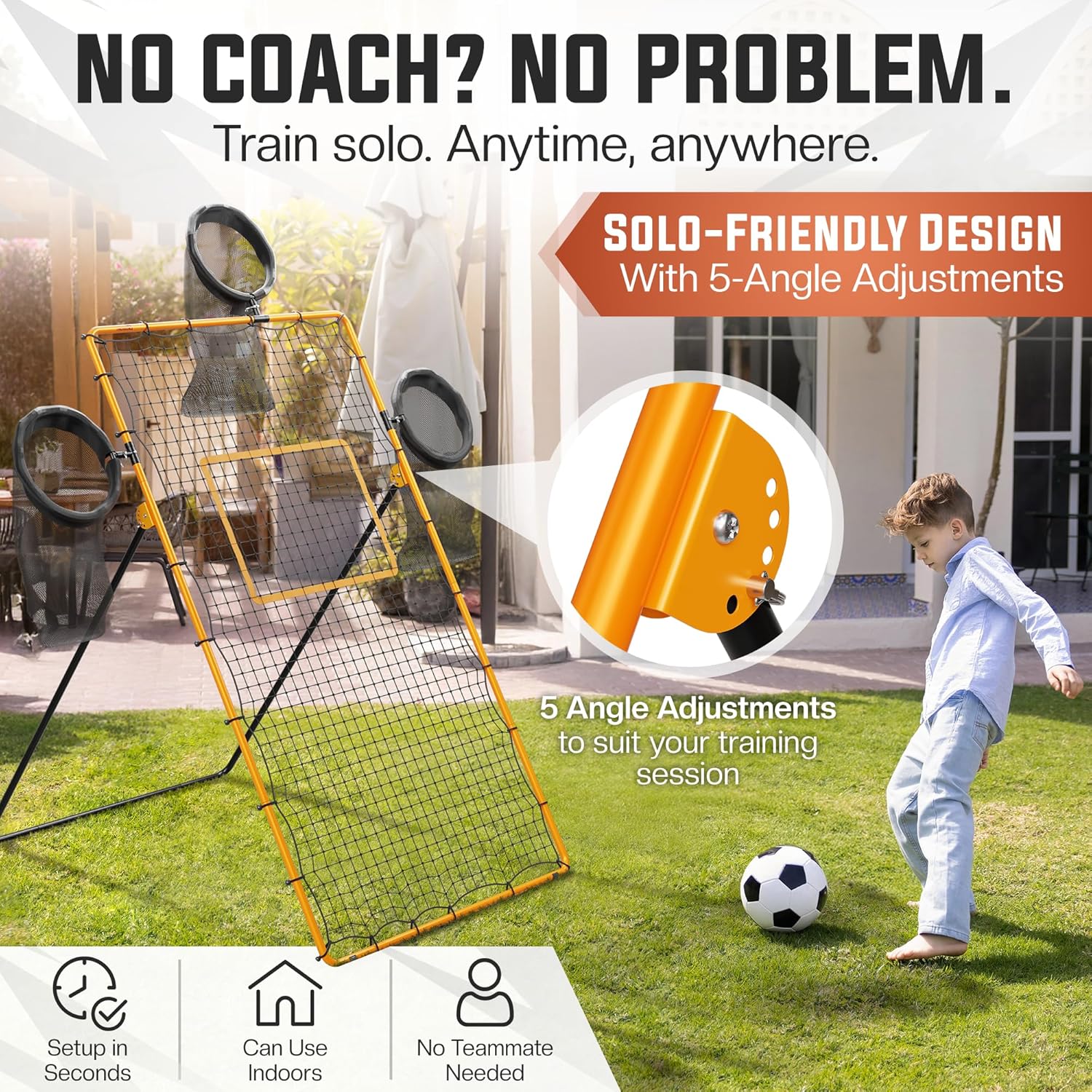 Adjustable Volleyball Rebounder Net - Volleyball Training Equipment with 3 Targets for accuracy, Sandbags, Carry Bag - Football Rebounder, Versatile Lacrosse Rebounder Net for Volley ball.