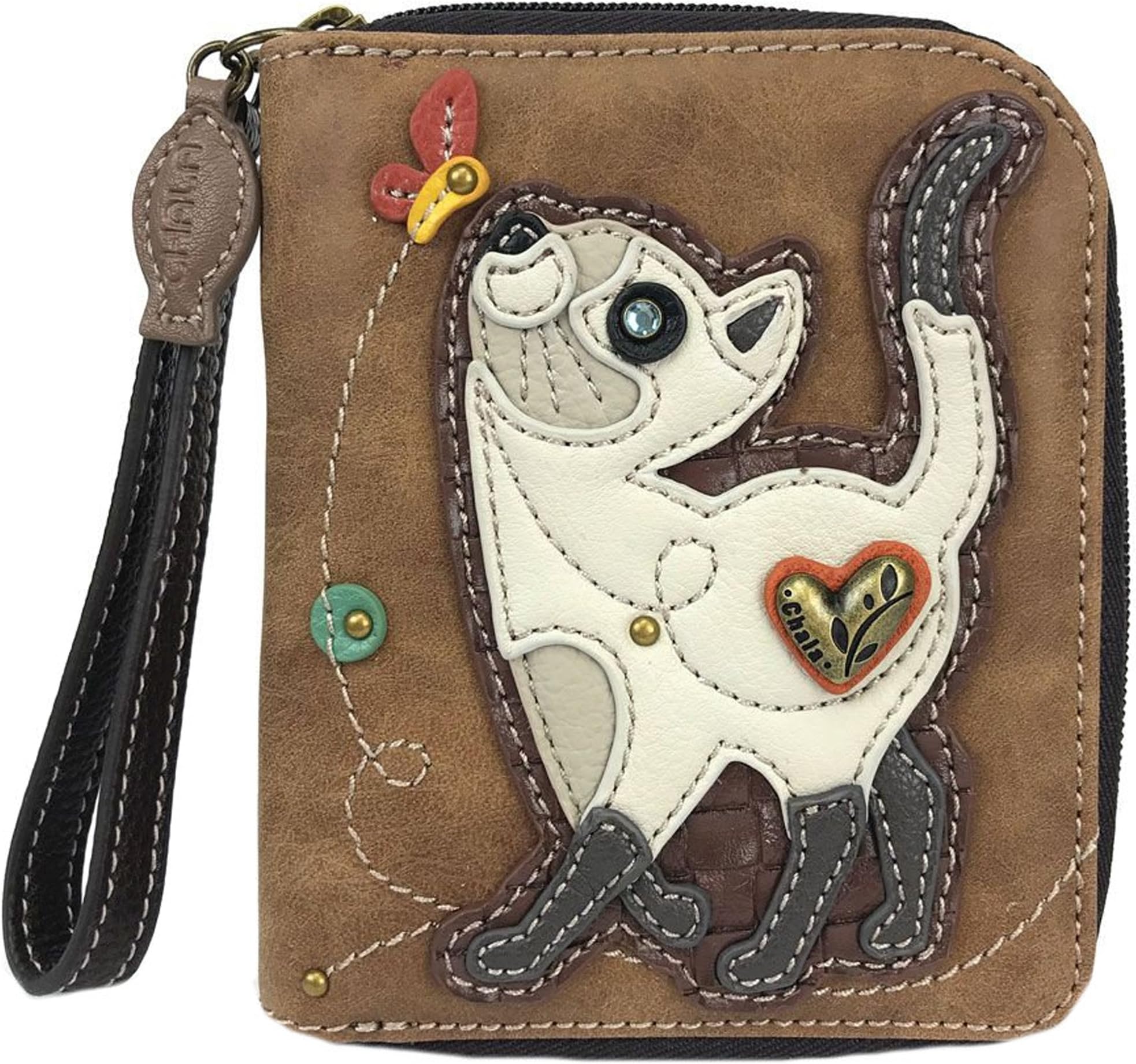 Chala Slim Cat Zip-Around Wristlet Wallet - Cat Lover Gift