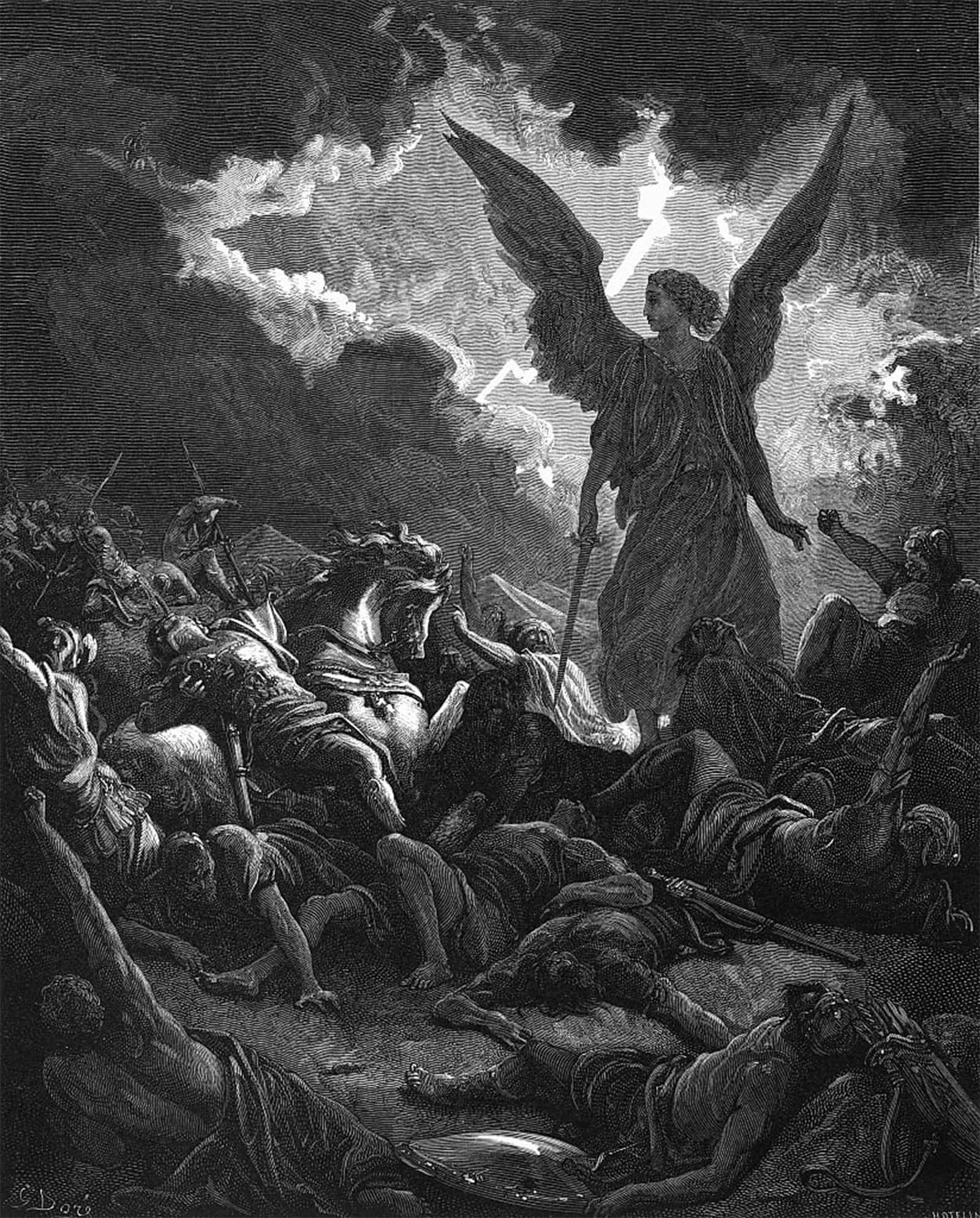 SERENDIPITP Retro Picture Poster Wall Art Pictures Painting Archangel Gabriel by Gustave Dore Wall Art Canvas Print for Wall Decor 60x90cm