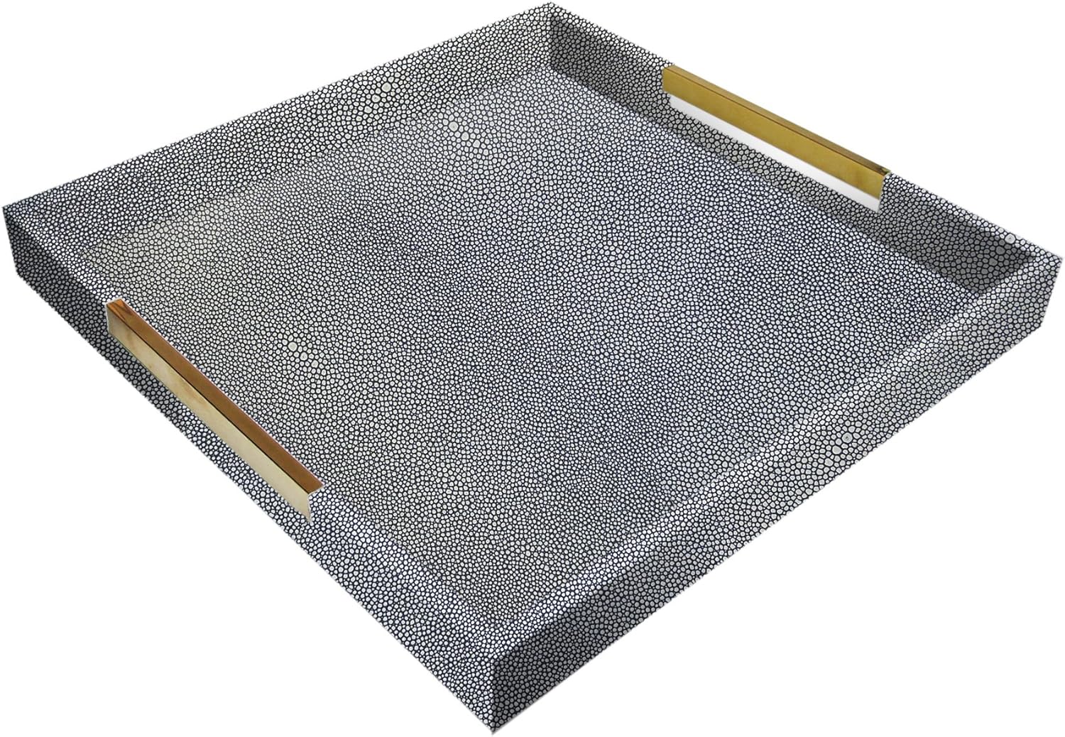 American Atelier White & Gray Square Tray with Gold