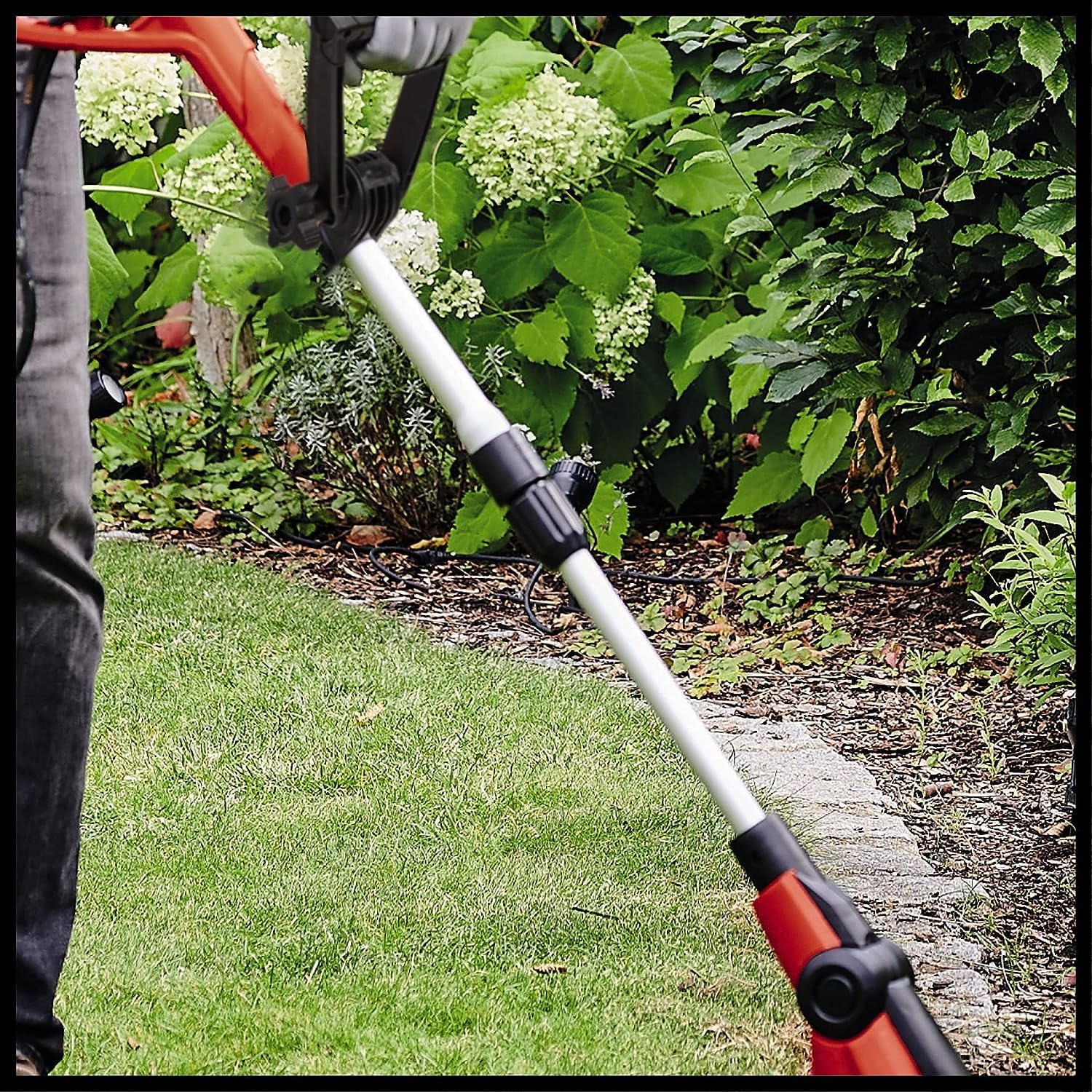 Einhell Elektro Rasentrimmer GC-ET 4530 Set (Motorkopf 4-Fach neigbar & 180° drehbar, Alu-Führungsholm stufenlos teleskopierbar, Flowerguard)