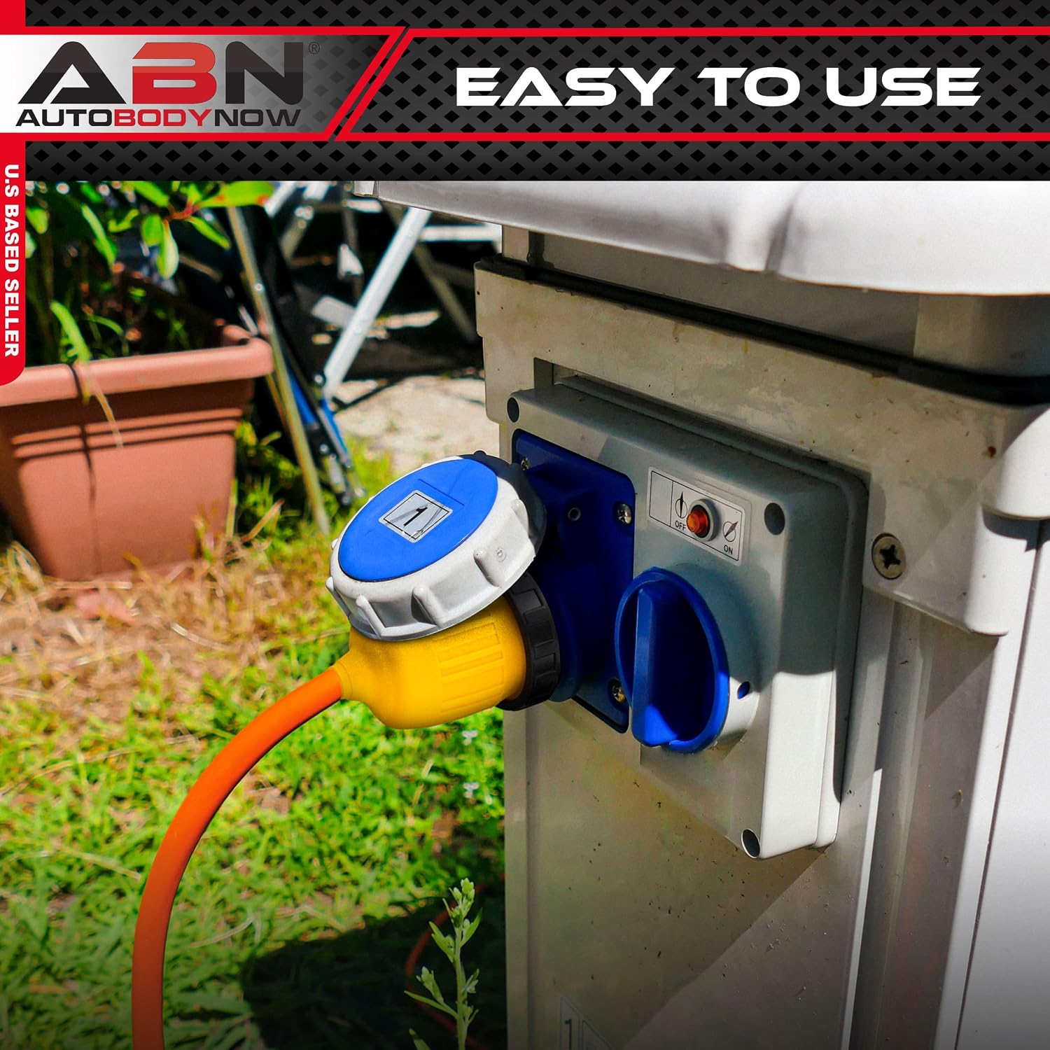 ABN L5-30R Connector with RV Power Cord Cover & Ring – 30 Amp Twist Lock Inlet Locking Plug Protector, 30A 125V