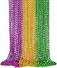 24PCS Mardi Gras Accessories, Mardi Gras Green Purple Gold Metallic Beads Necklaces Accessories Bulk, Mardi Gras Beads Necklace Costumes Women Men Kids for Parade Throws Party Decor Favor Supplies