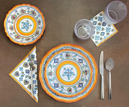 Vista 5 de Le Cadeaux Vajilla de melamina de lujo de 18 piezas, servicio para 6, colección Sienna