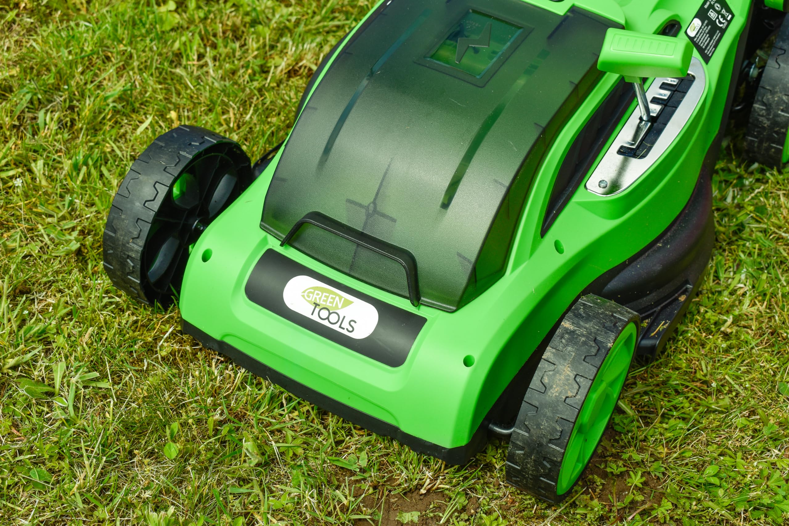 Akku-Rasenmäher 36V mit 2×4Ah Akku & Doppelladegerät | Brushless-Motor · 38 cm Schnittbreite · Mulchfunktion · Doppelladegerät