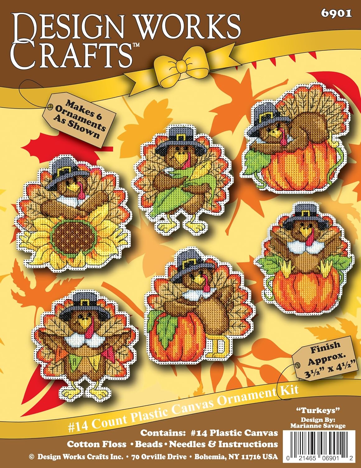 Design Works Crafts Turkeys Counted Cross Stitch Ornament Kit - Set/6