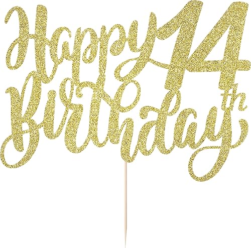 Miniatura 6 de Decoración de pastel de feliz cumpleaños 14  Saludos a los 14 años  14 y fabulosa decoración para tartas, suministros de decoración de pastel