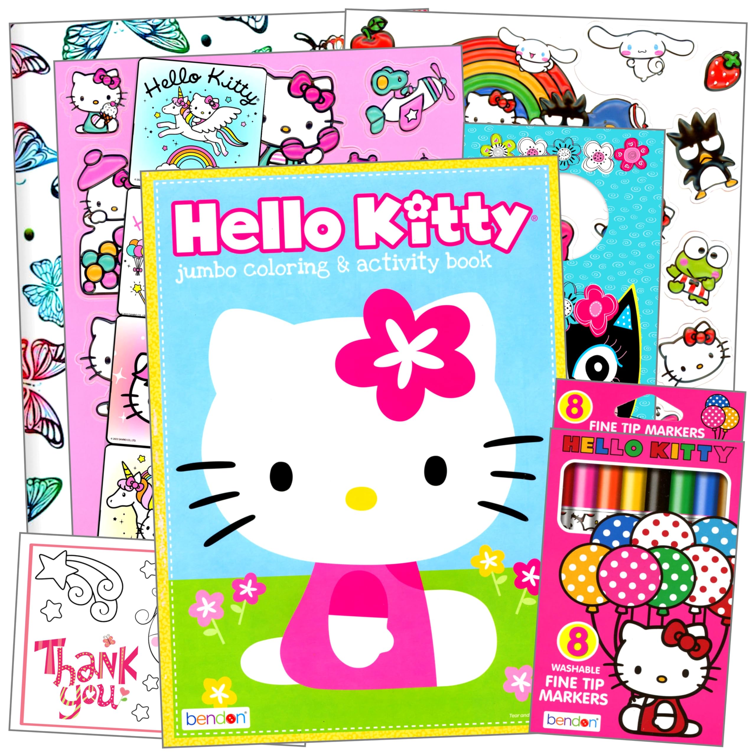 HUB StudiosHello Kitty Coloring Book and Stickers Bundle Includes Hello Kitty Coloring Book, Hello Kitty Stickers, Reward Stickers, and More in Gift Bag