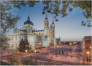 Ambesonne European Jigsaw Puzzle, Old and Royal Palace in Madrid Mediterrenean City Europe Urban Print, Heirloom-Quality F...