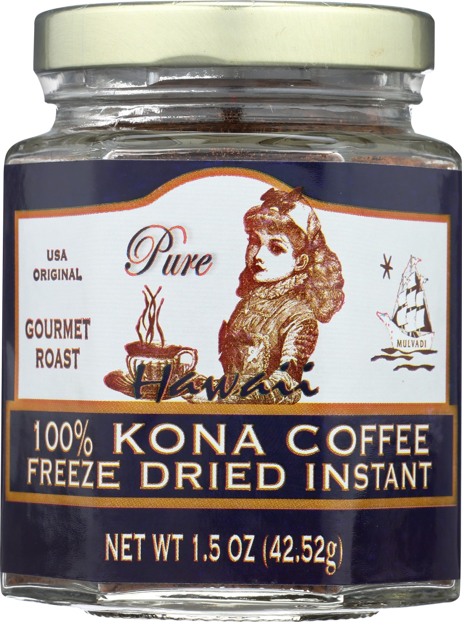 MULVADI 100% Freeze Dried Instant Kona Coffee, 1.5 OZ