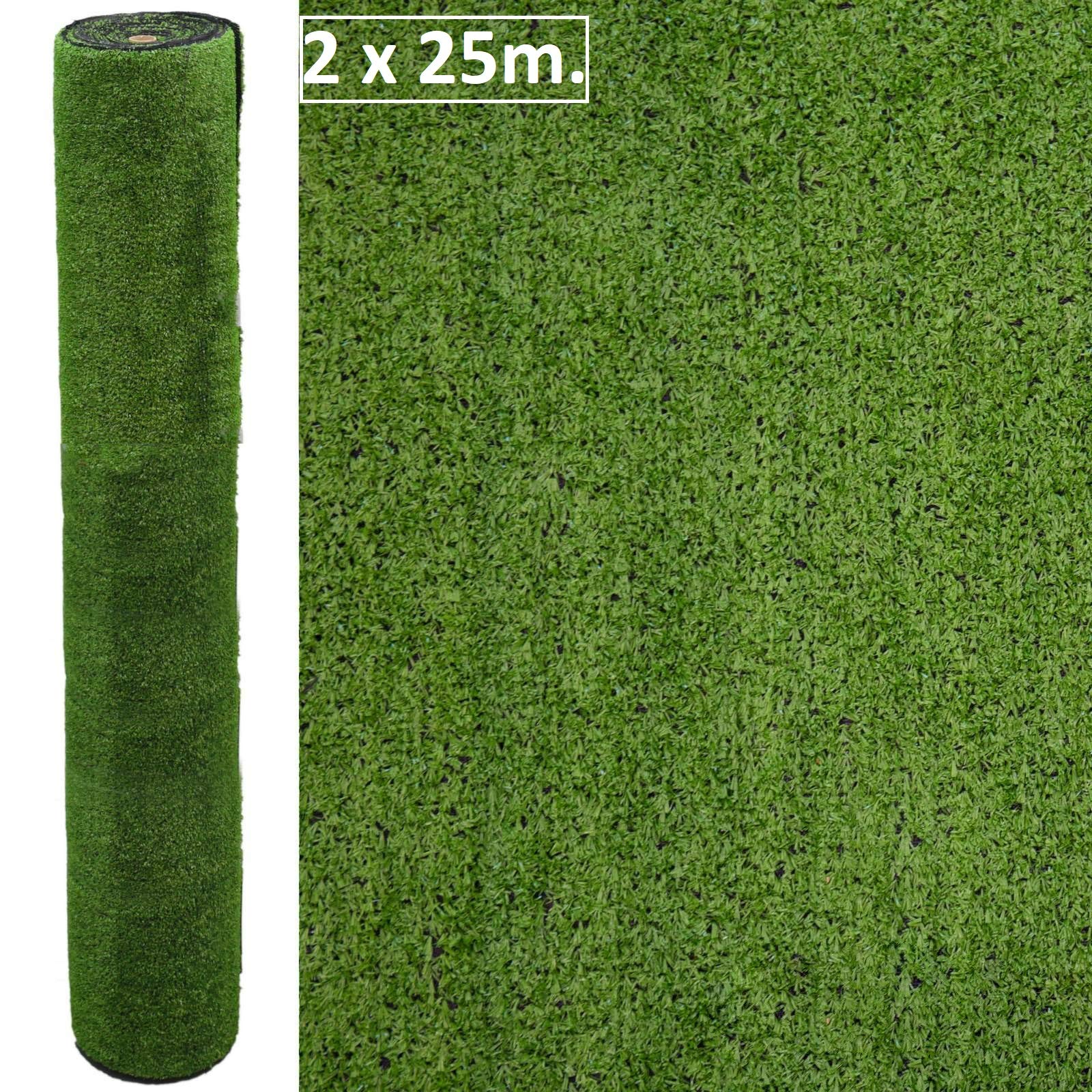 Cesped artificial Premium. Altura de 7mm. Rollos de 2x25 metros Para terraza, jardín, valla, piscina, perro etc (2x25)
