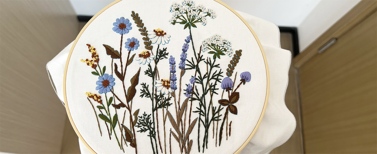 Amazon.com: COCOMOX 3 Sets Floral Embroidery Kit for Beginners