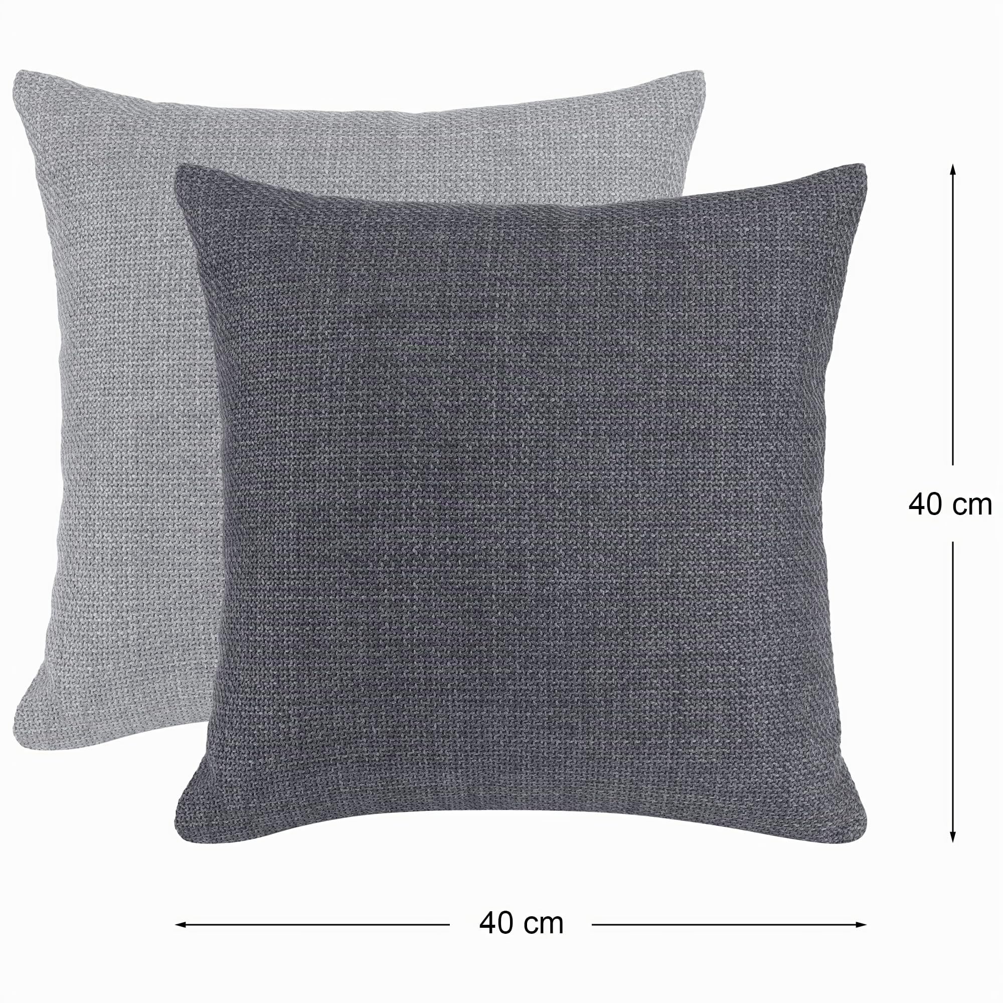 Monsera Kissen 40x40 4er Set, Sofakissen mit Füllung und Bezug, weiche Couchkissen, Dekokissen, edler Polsterstoff, leicht glänzend und strukturiert, Luxus Sofakissen inkl. Kissenfüllung (Grau)