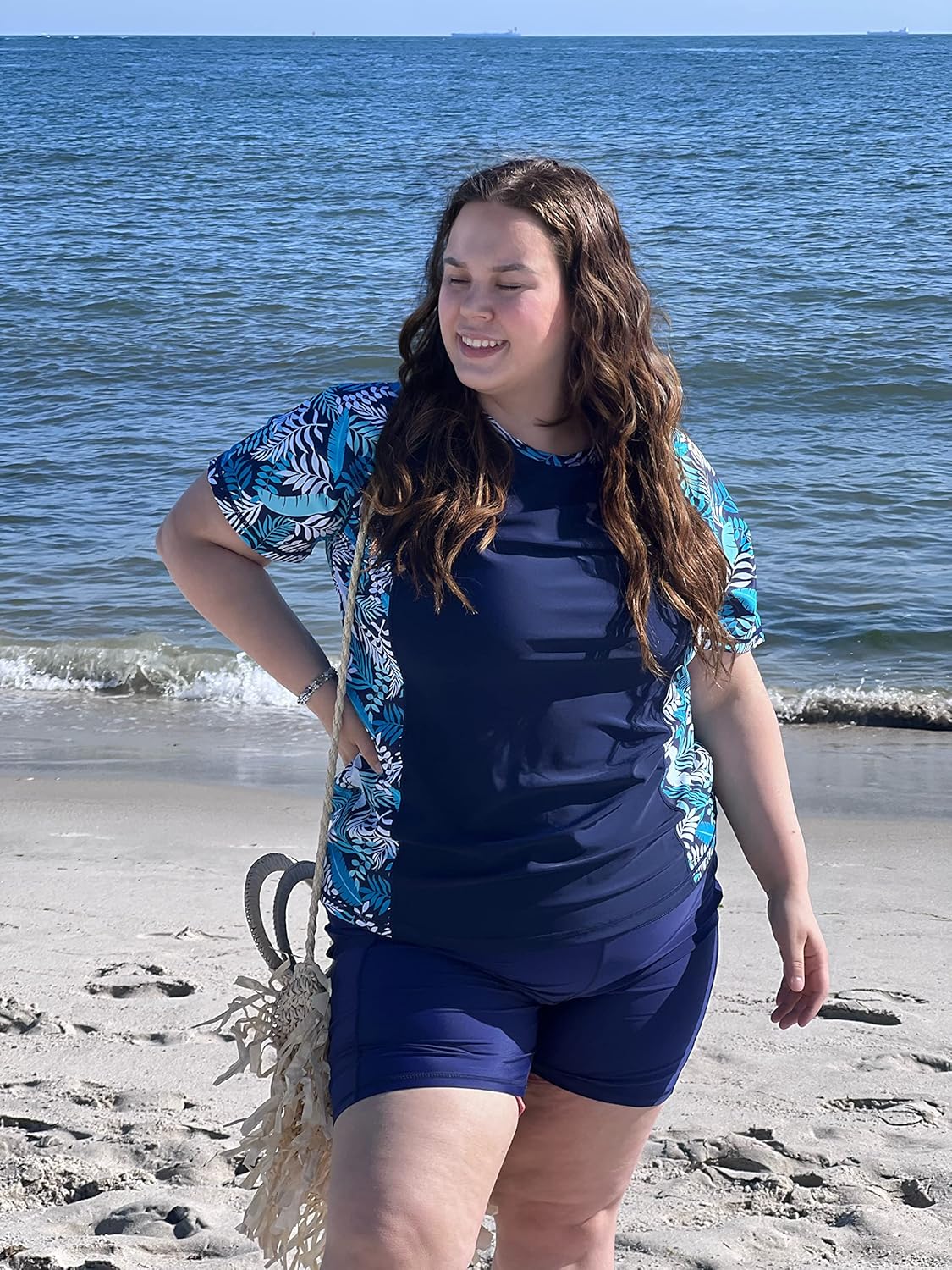 COOTRY Womens Plus Size Swim Shorts High Waisted Tummy Control Swimsuit Bottoms Board Shorts with Pockets - Image 3