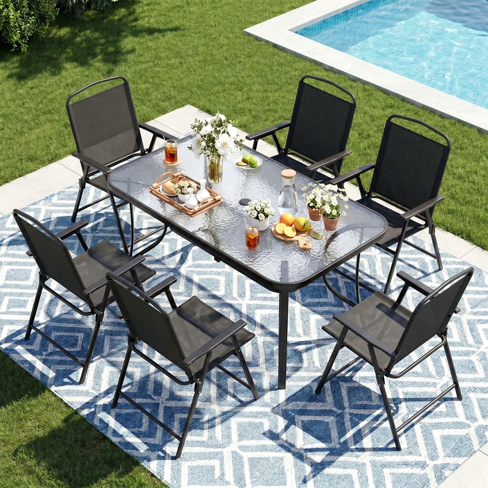 Amazon.com: TLSUNNY 7 Piece Patio Dining Set for 6, Outdoor Table