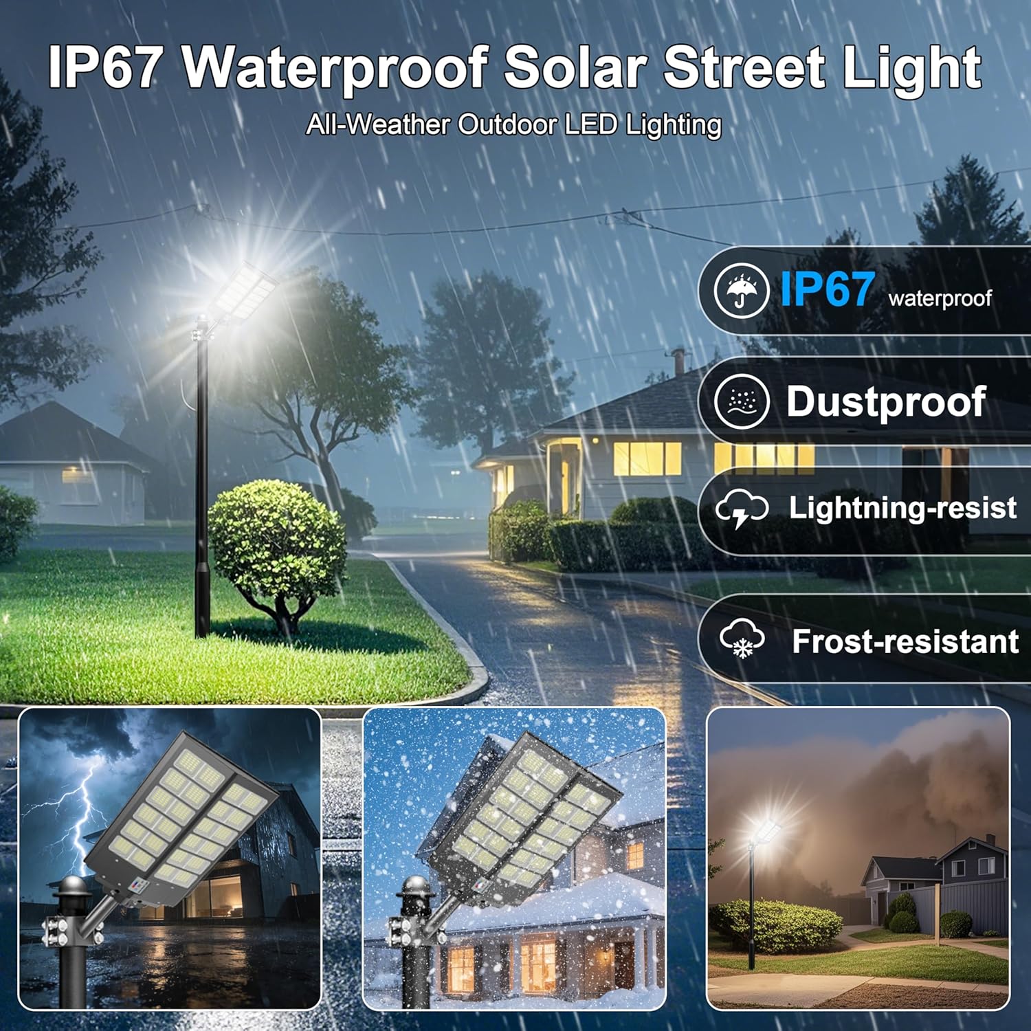 loyoele 9000W Solar Street Lights Outdoor 120000LM, Commercial Parking Lot Light 7000K, Solar Flood Outdoor Lights IP66 Waterproof with Motion Sensor for Road,Garden, Basketball Courts - Image 5
