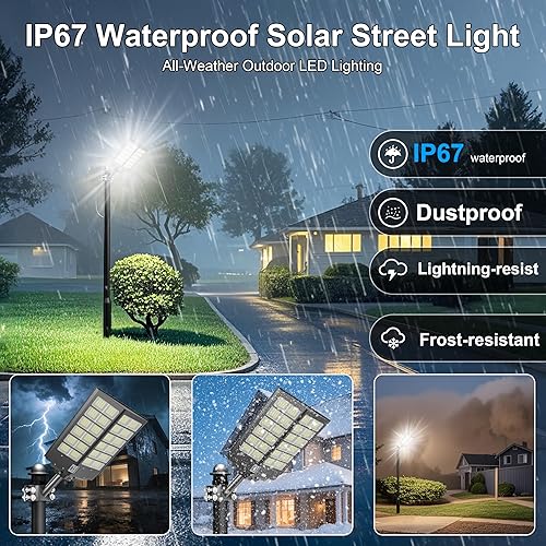 Miniatura 5 de loyoele 9000W Solar Street Lights Outdoor 120000LM, Commercial Parking Lot Light 7000K, Solar Flood Outdoor Lights IP66 Waterproof with Motion