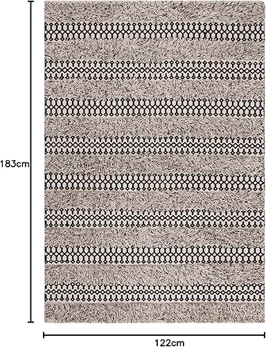 Miniatura 10 de SAFAVIEH Natura Collection - Alfombra de área de 8 x 10 pies, color negro y marfil, diseño de algodón de tejido plano, fácil cuidado, ideal para