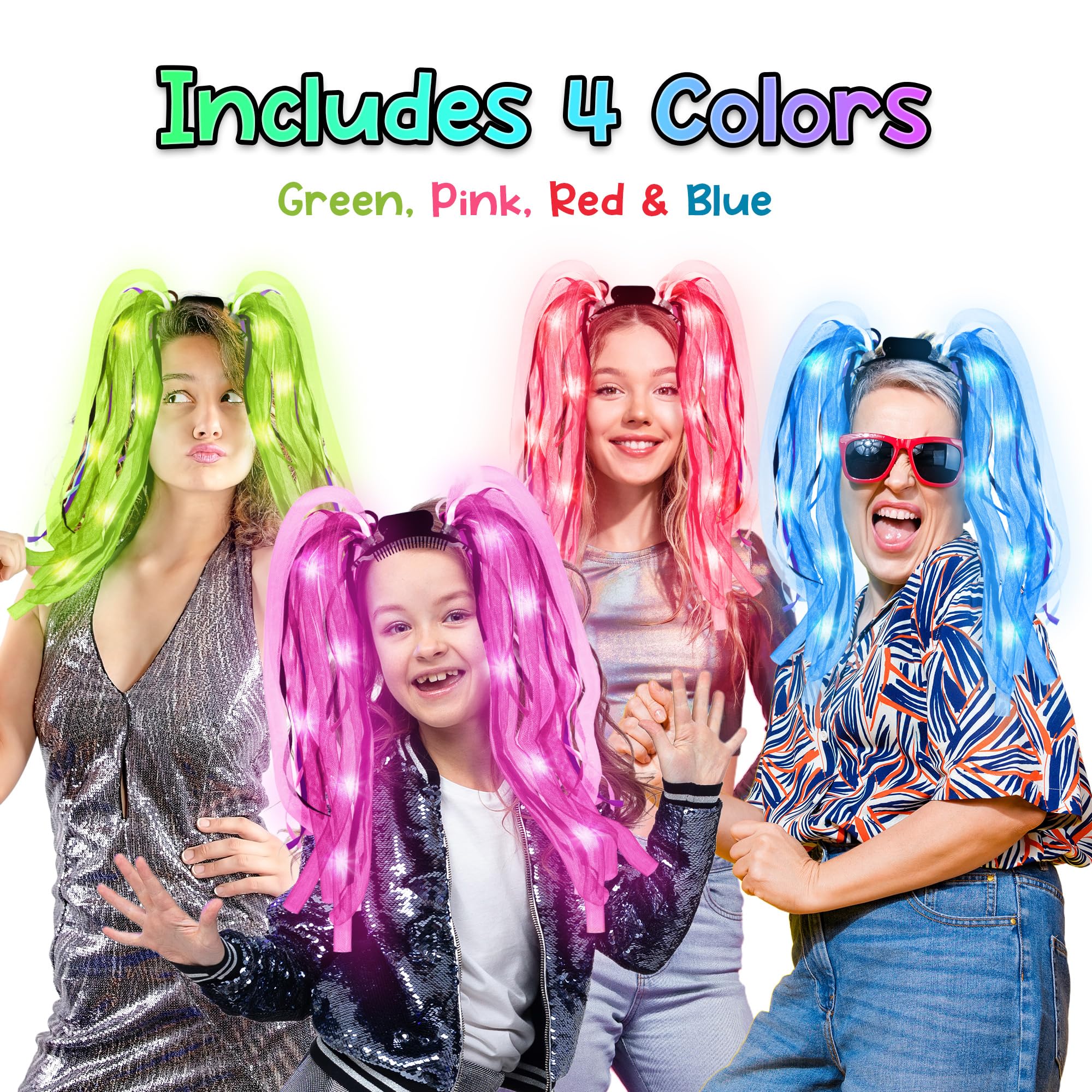 Amazon.com: Fun Central LED Light Up Party Dreads - Assorted 4