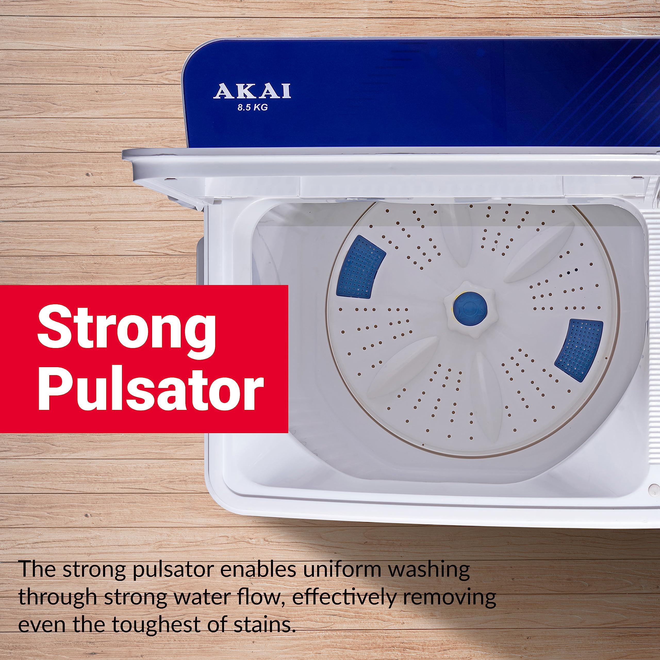 Akai 8.5 kg Semi-Automatic Top Loading Washing Machine (AKSA