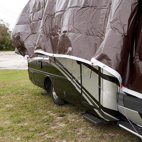 Miniatura 4 de Watershed Innovations Lona reversible impermeable resistente de 14 mil, 10 x 12 pies, color blancomarrón